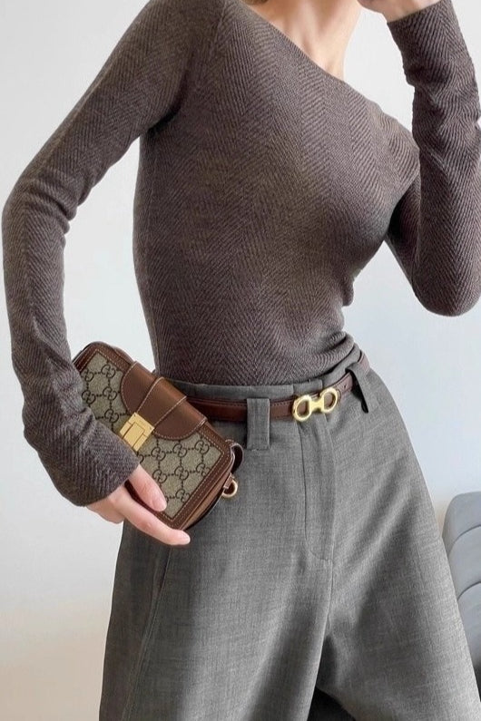 Fine Gauge Wool Ripple Stitch Knit Top