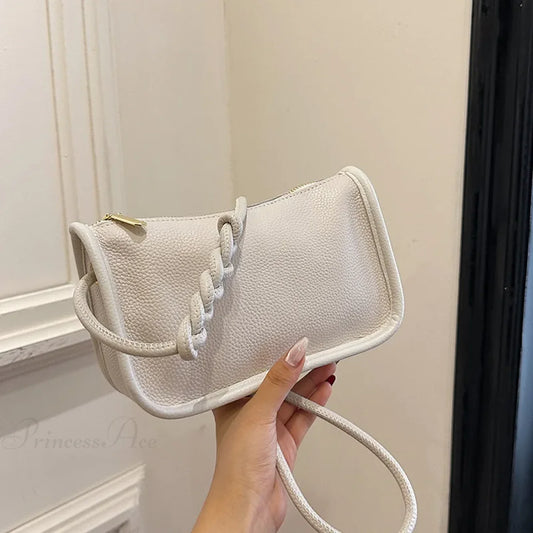 100% Real Cowhide Leather Crossbody Bag Beige / 22x8x14cm shoulder-250126