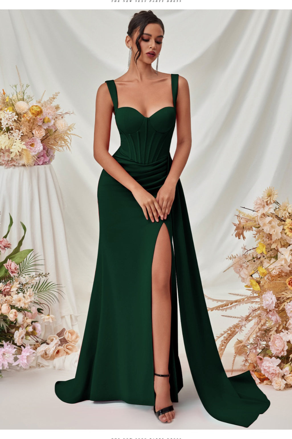 Sexy Bodycon Slit Maxi Party Dress XS / Green