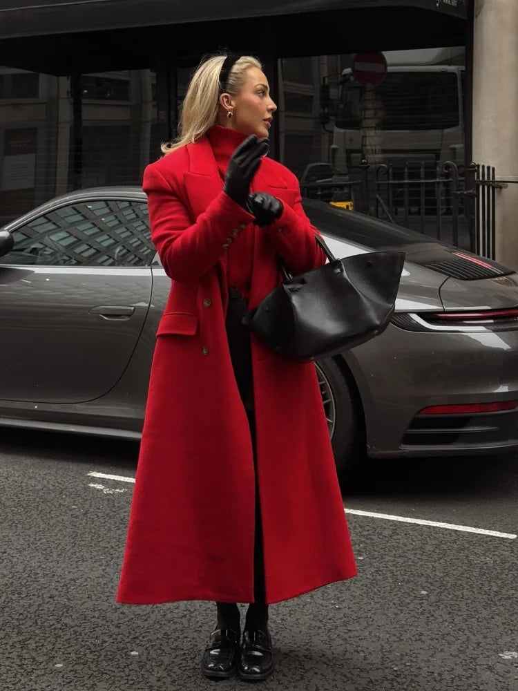 Christmas Red Double Breasted Coat / S Coats-241208