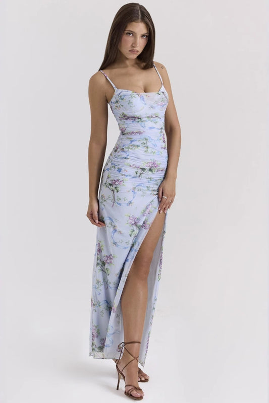 Floral Spaghetti Strap Slim Fit Maxi Dress