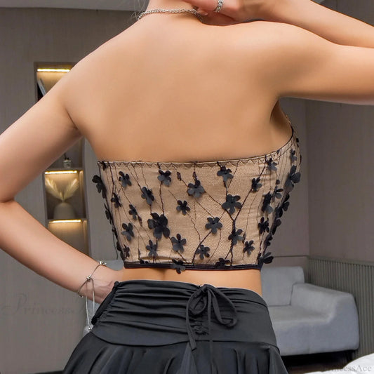 3D Floral Vintage Fishbone Corset Slim Crop Top croptop-250126