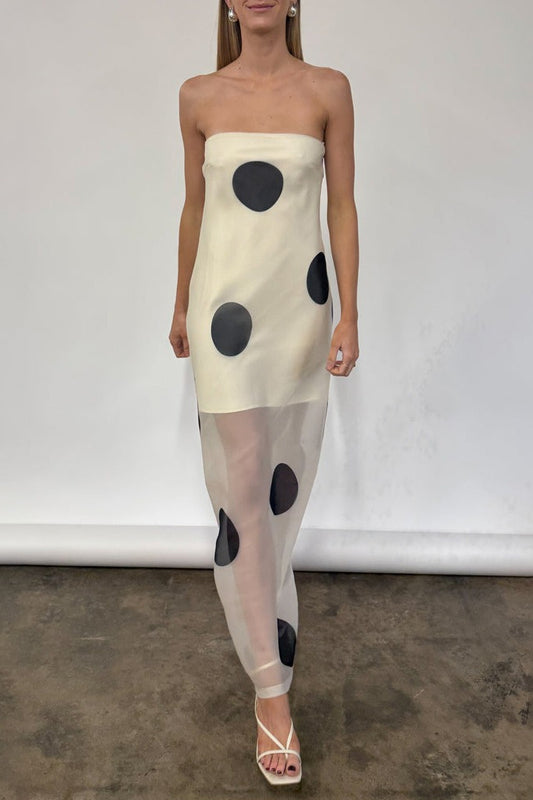 Polka Dot Bodycon Cami Maxi Dress