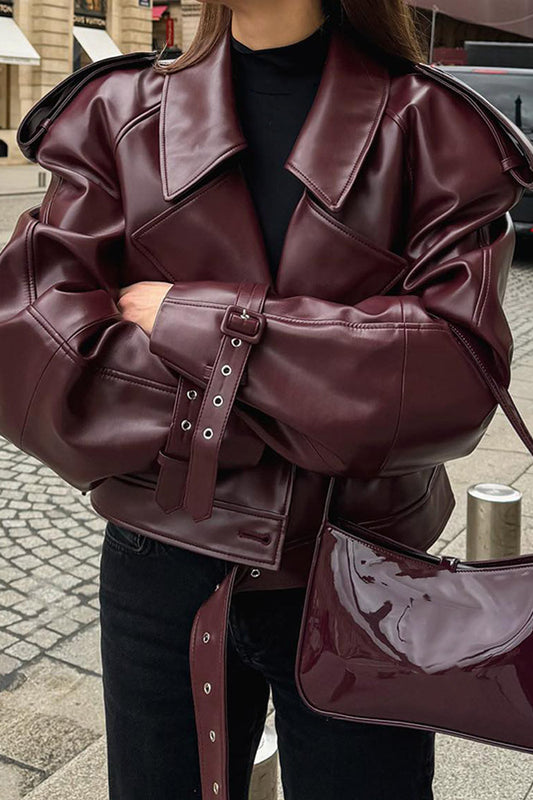 Burgundy Vintage Moto Coat