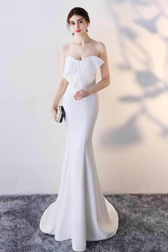Bow Strapless Mermaid Maxi Party Dress