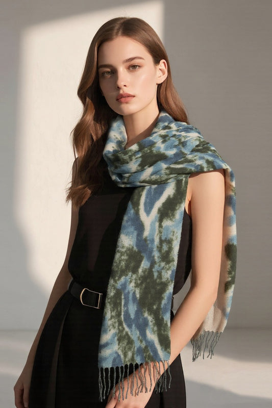 Wave Print Acrylic Blend Scarf