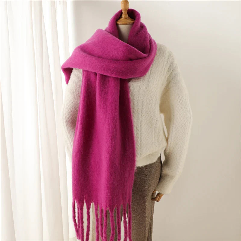 Cashmere Winter Pashmina Blanket Wrap - Thick And Soft Scarf Rose Red Scarfs-L