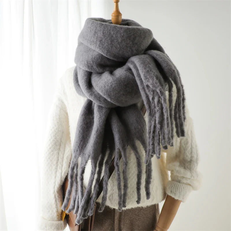 Cashmere Winter Pashmina Blanket Wrap - Thick And Soft Scarf Grey Scarfs-L