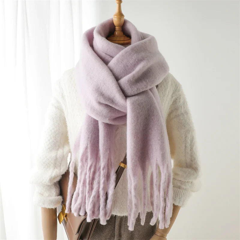 Cashmere Winter Pashmina Blanket Wrap - Thick And Soft Scarf Lavender Scarfs-L