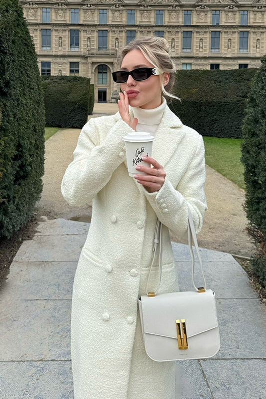 Solid Color Slim Fit Long Elegant Tailored Overcoat