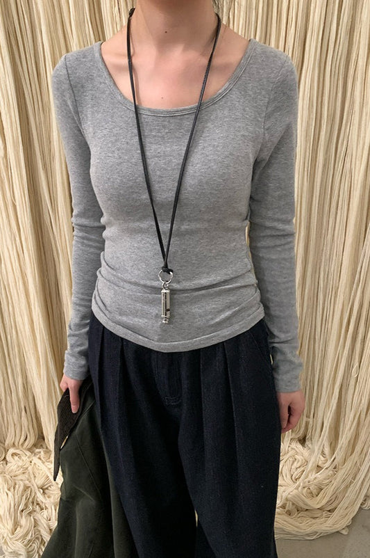 Longline Viscose Long Sleeve Knit Top