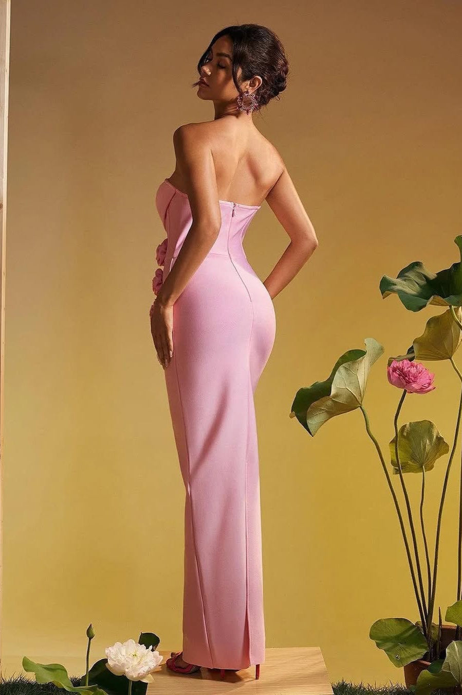 Strapless Floral Bandage Party Dress