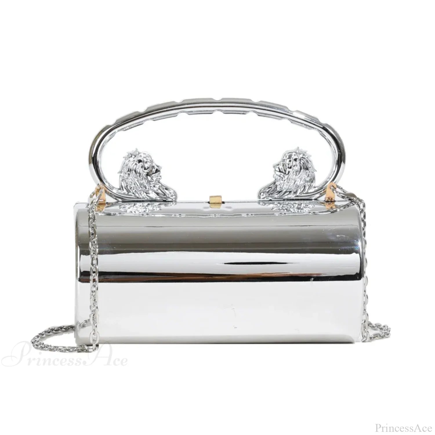 Acrylic Cylinder Crossbody Evening Clutch Bag Silver clutchbag-250126