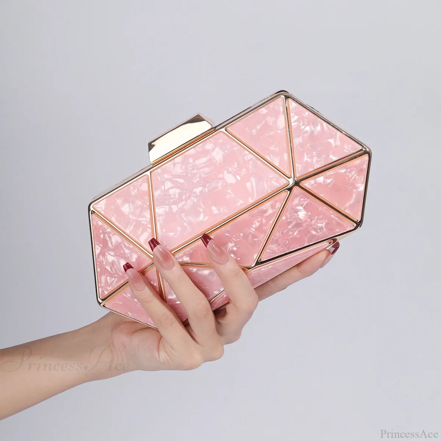 Acrylic Metal Diamond Evening Clutch Crossbody Bag Pink / 20-5-10cm clutchbag-250126