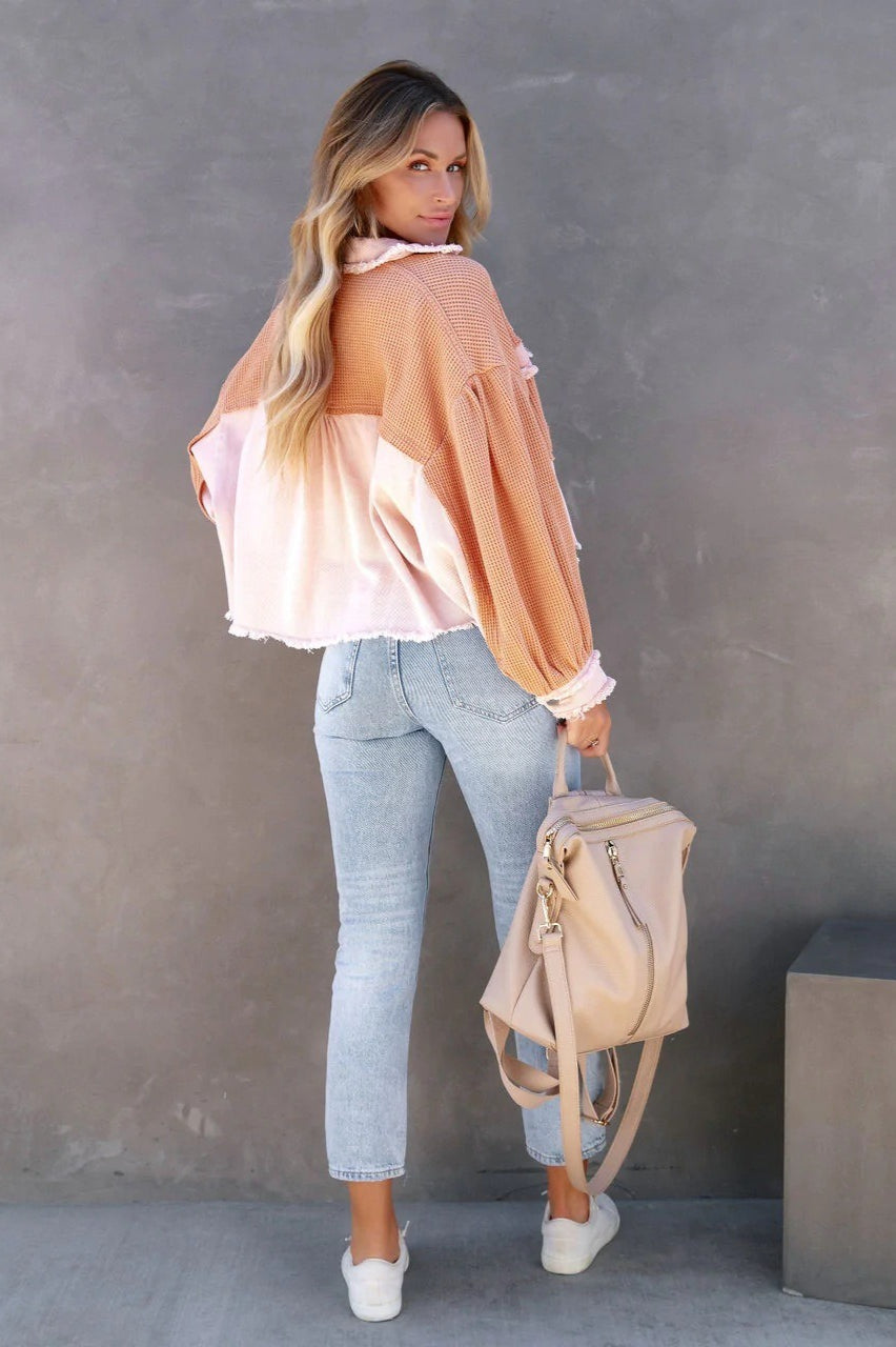 Brushed Waffle Long Sleeve Coat coats