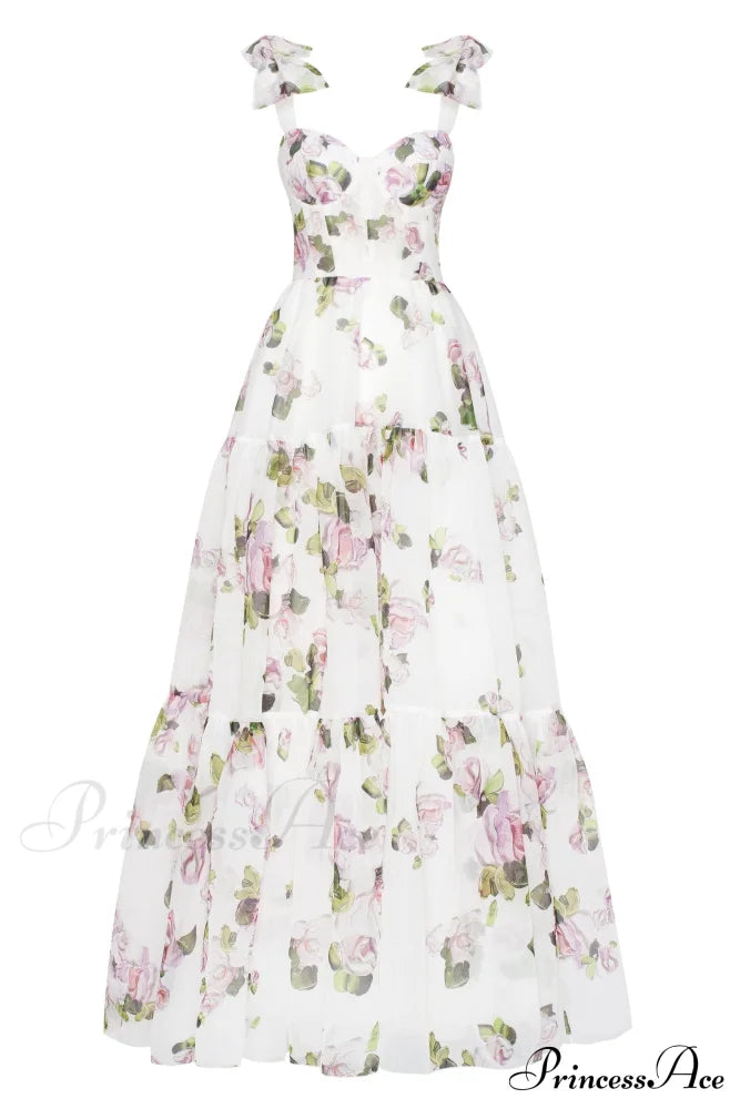Apple Blossom Tender floral maxi tie-strap dress - Milla