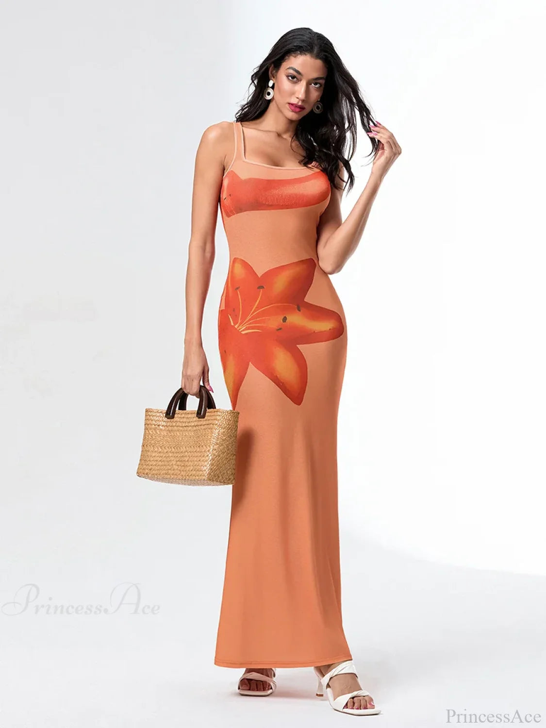 Asymmetric Neck Tank Sleeveless Wrap Bodycon Floral Vacation Dress floraldress-250126