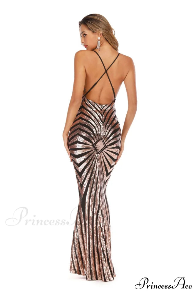 Aubrie Formal Stylish Sequin Scroll Dress S.o. Long Dresses
