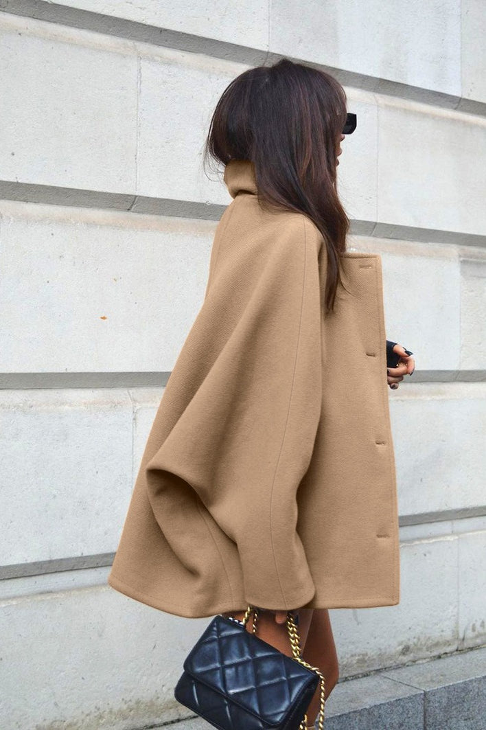 Batwing Sleeve Wool Blend Coat coats
