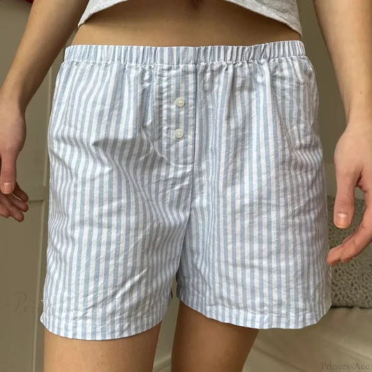 Baggy Striped Vintage Lounge Short Blue / S short-250223