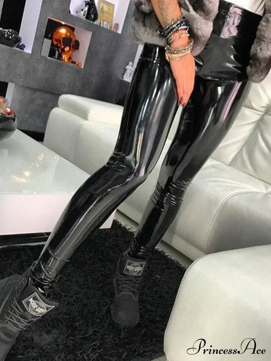 Black Pu Leather Pants