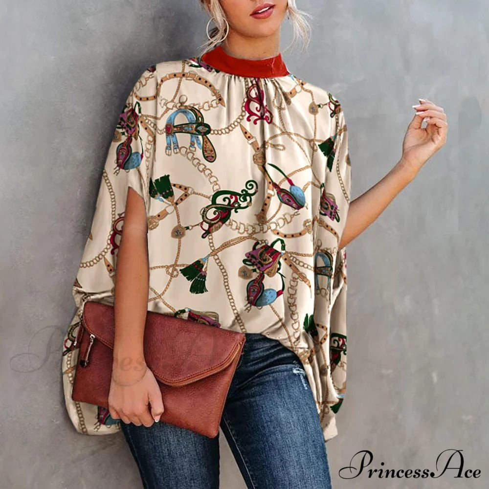 Blouse Loose Top Femme Arm Casual Design Women Warm-Season Fashion Brief Elegant