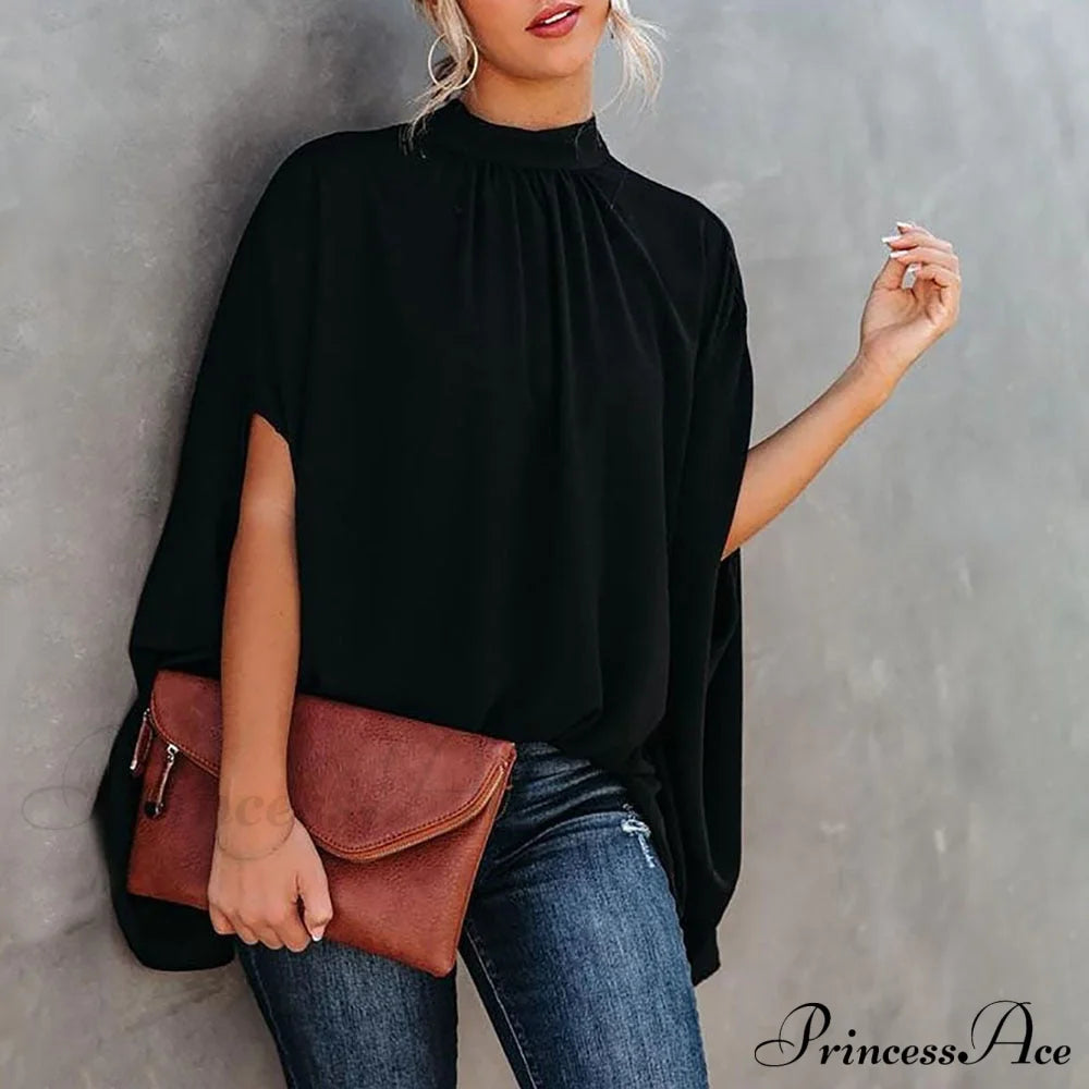 Blouse Loose Top Femme Arm Casual Design Women Warm-Season Fashion Brief Elegant