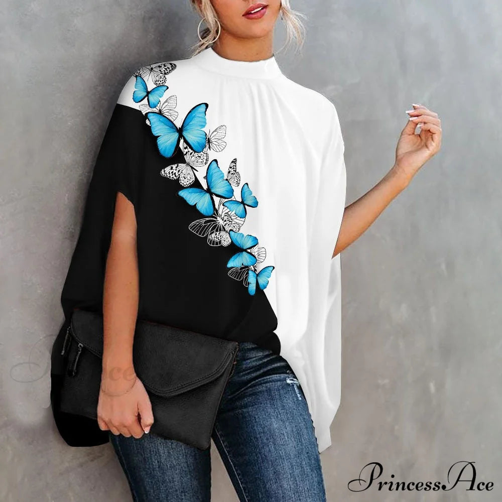 Blouse Loose Top Femme Arm Casual Design Women Warm-Season Fashion Brief Elegant