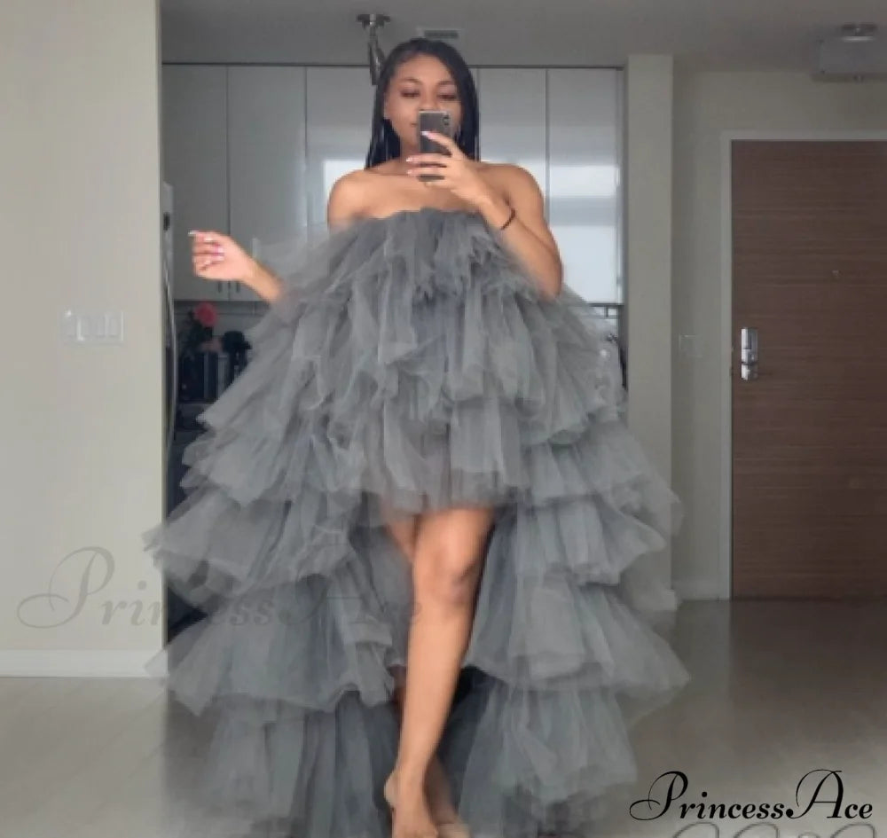 Blue Party - Tutu Women’s Royal Low Tiered Tulle Orchid Gown Hi Puffy Dress Gray / S