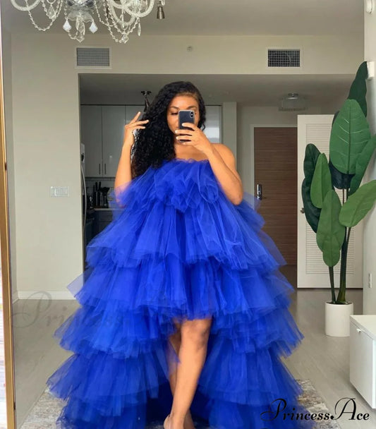 Blue Party - Tutu Women’s Royal Low Tiered Tulle Orchid Gown Hi Puffy Dress / S