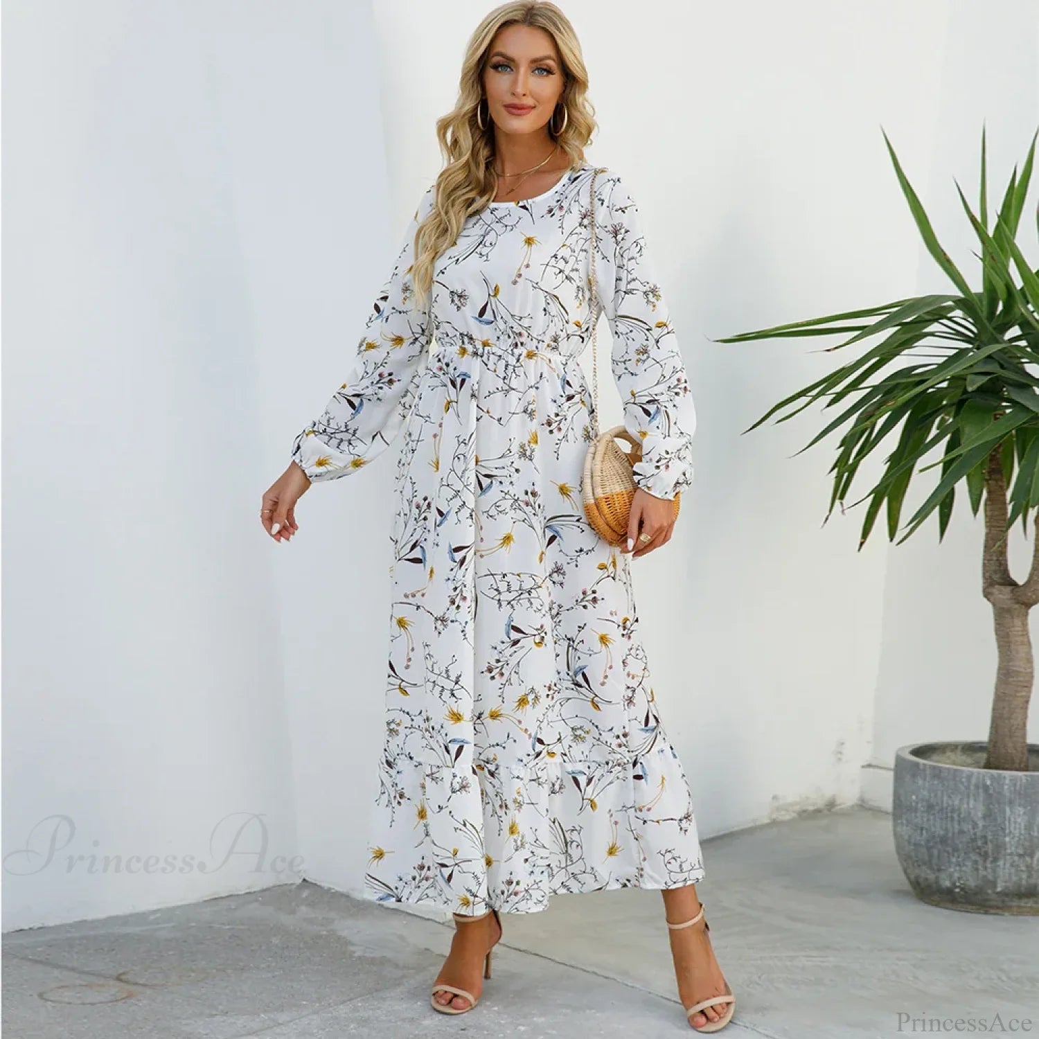 Bohemian Women’s Chiffon Floral Maxi Dress cloro11 / S oldfloraldress-250126