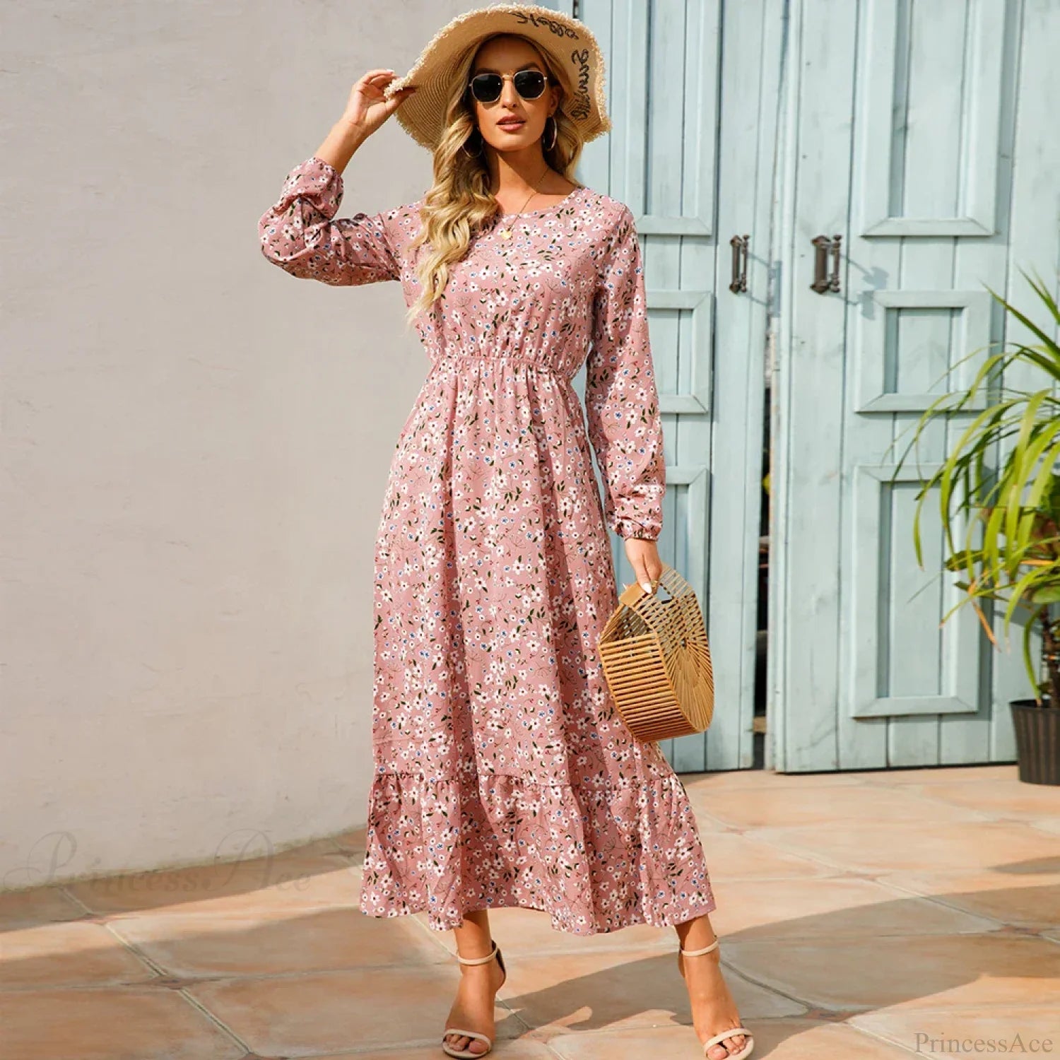 Bohemian Women’s Chiffon Floral Maxi Dress oldfloraldress-250126