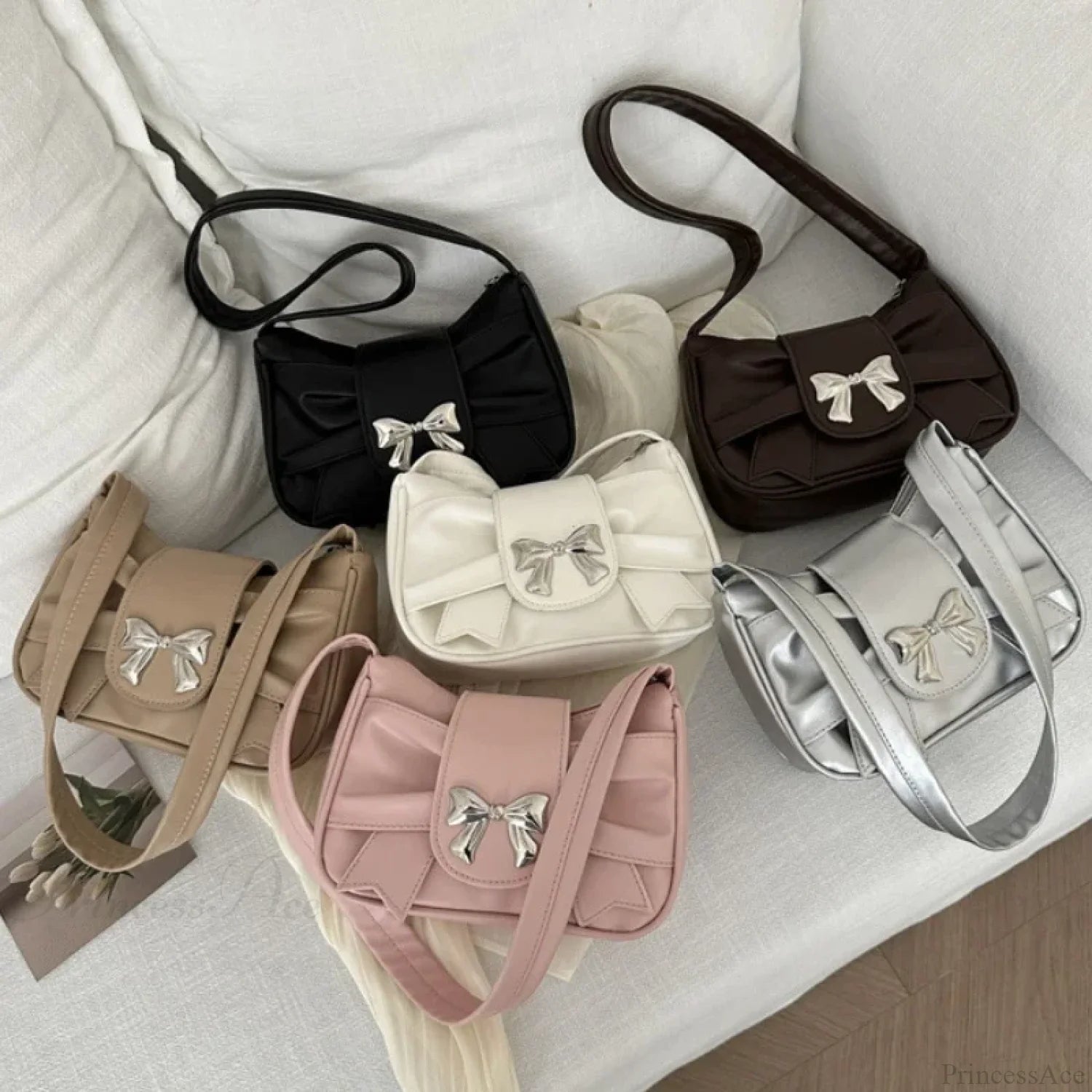 Bow PU Leather Casual Shoulder Handbag shoulder-250126