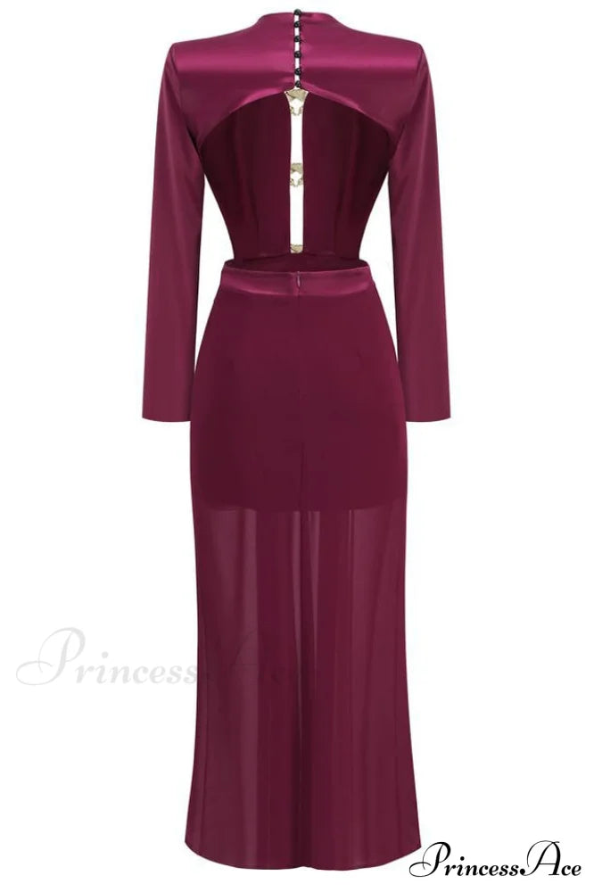 Buckle Detailed Stylish Draped Maxi Dress