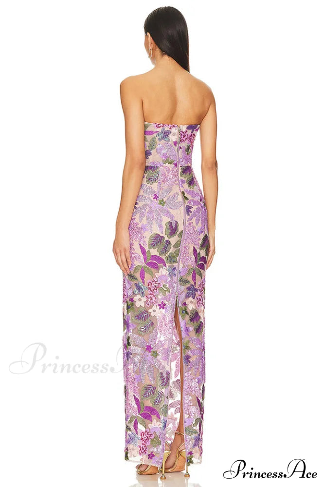 Calista Sequin Stylish Embroidered Maxi Dress