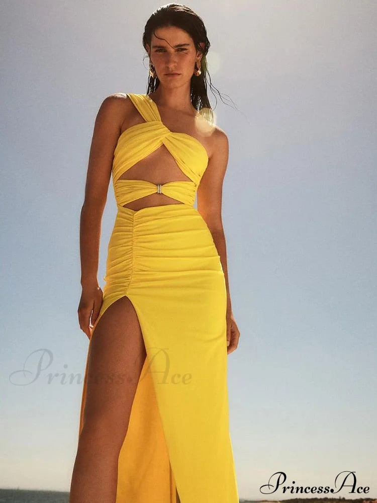 Callisto One Stylish Shoulder Maxi Dress