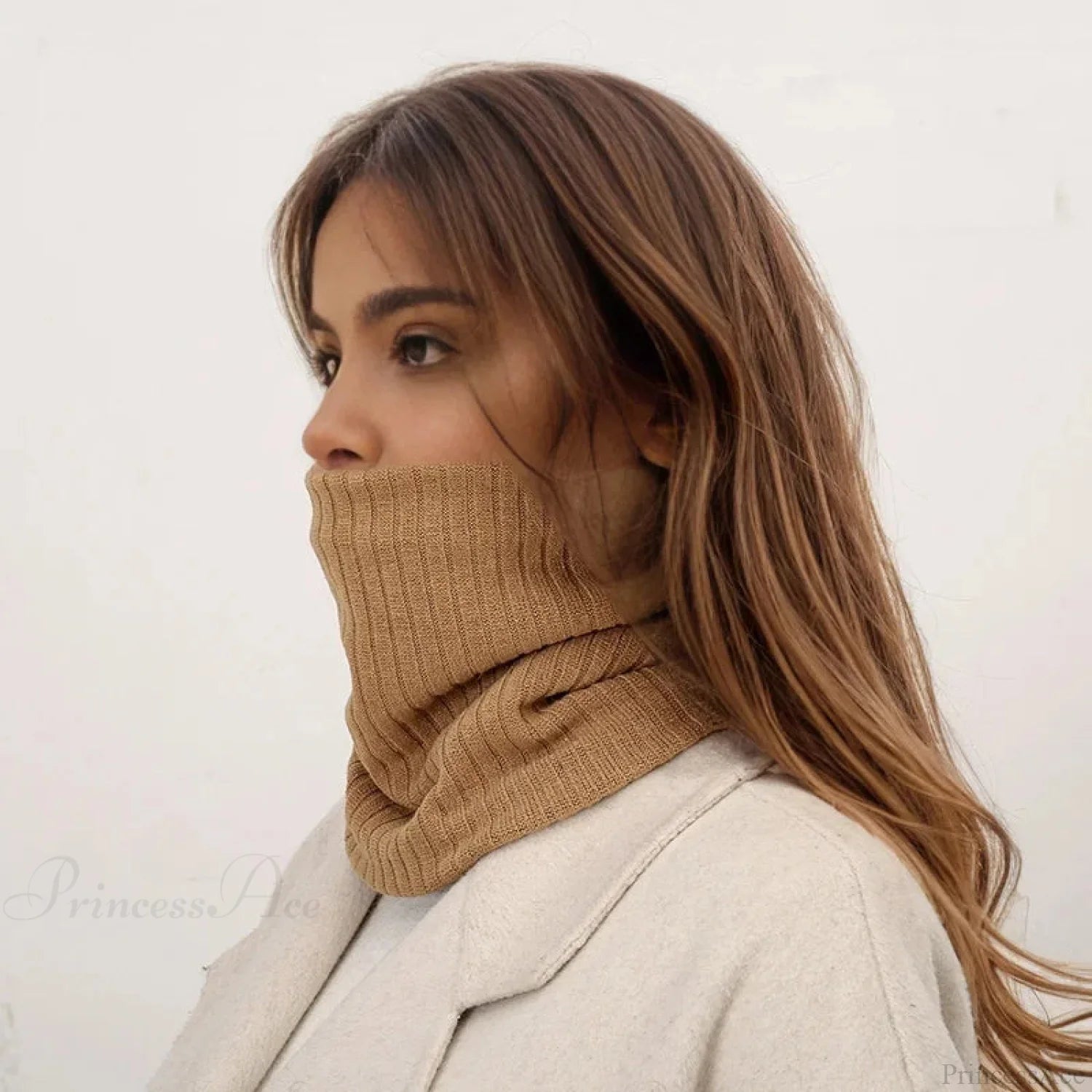 Cashmere Knit Ring Wool Neck Warmer Scarf For Women Scarfs-L