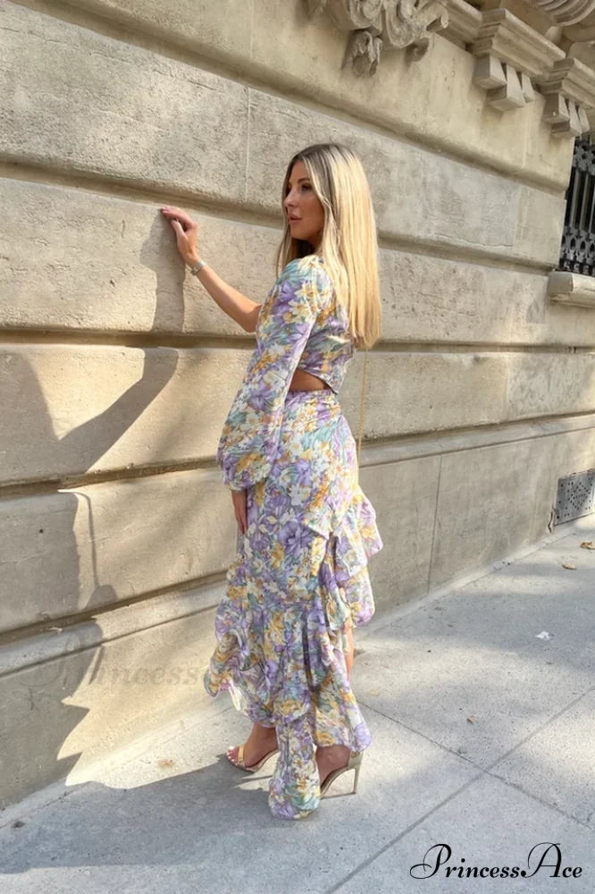 Cassidy One Shoulder Charming Floral Maxi Dress