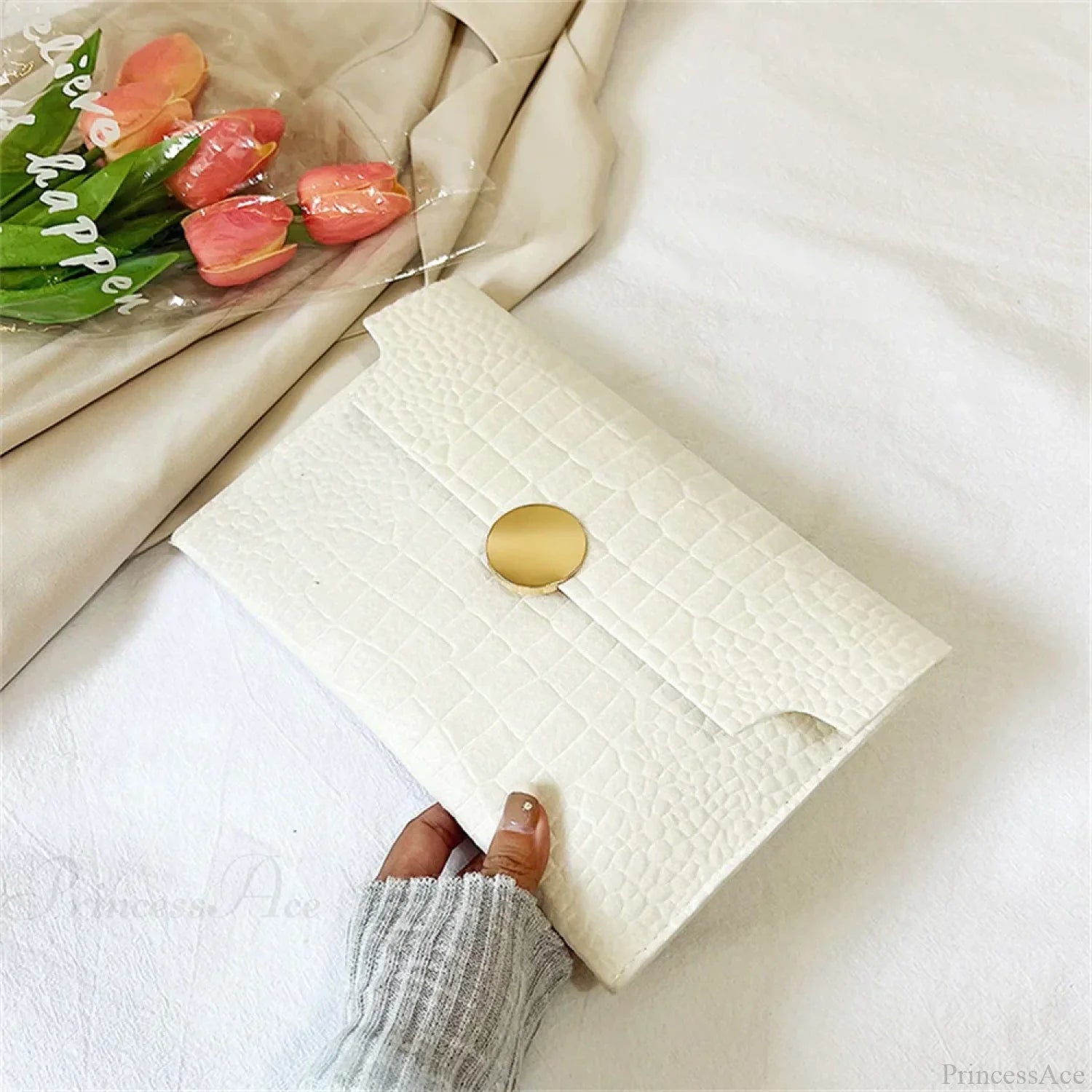 Casual Crocodile Pattern Business Clutch Wristlet White wristlet-250126