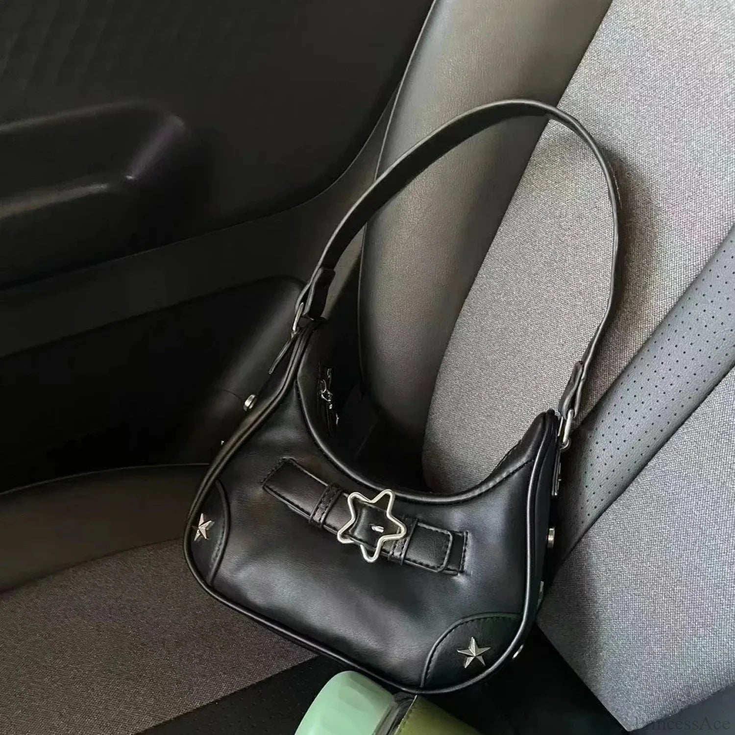 Casual Cute White Star Shoulder Bag Black shoulder-250126
