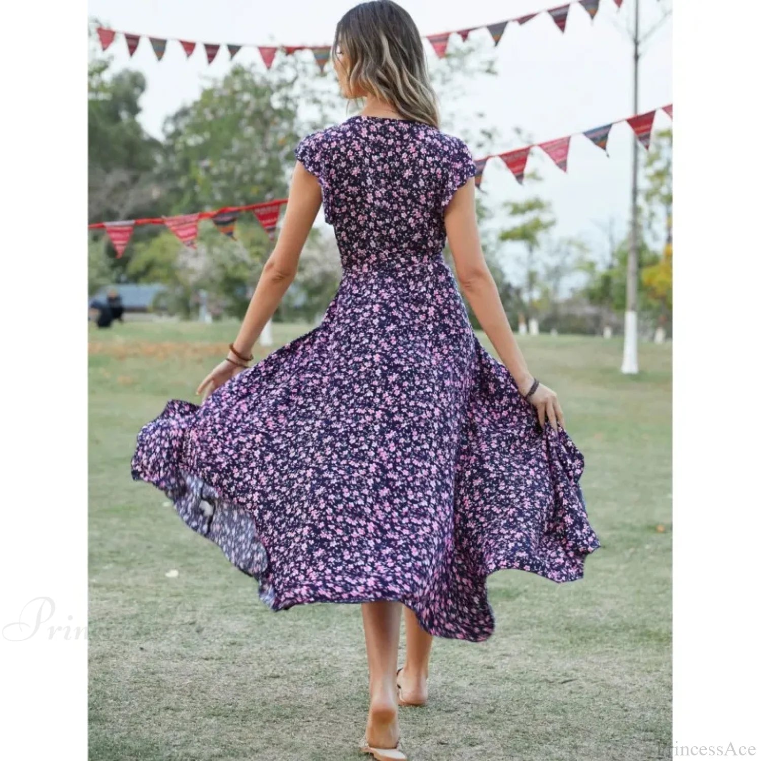 Casual Fitted Floral Print Dress oldfloraldress-250126