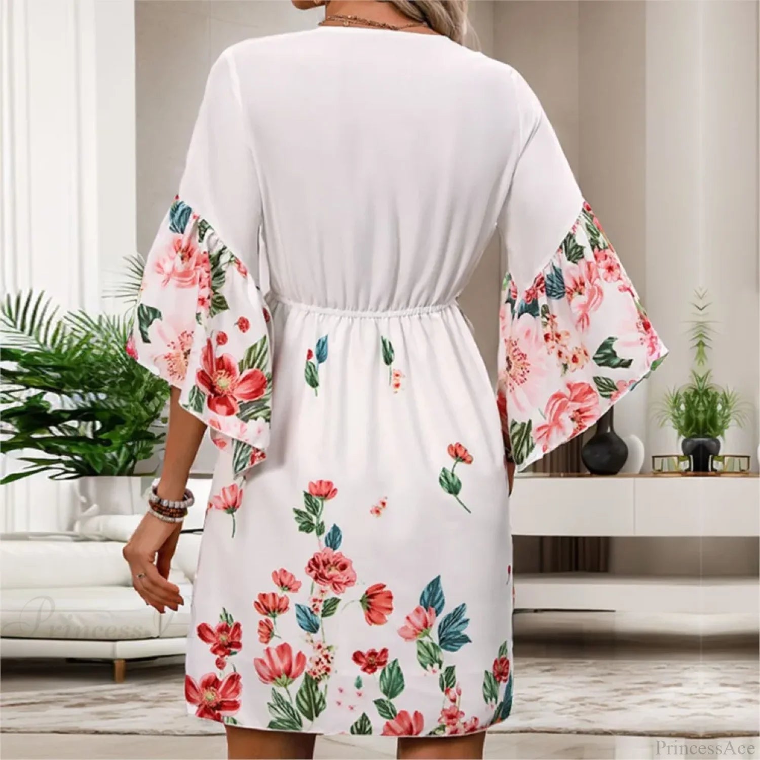 Casual Floral Printed Half Sleeve Floral Dress oldfloraldress-250126