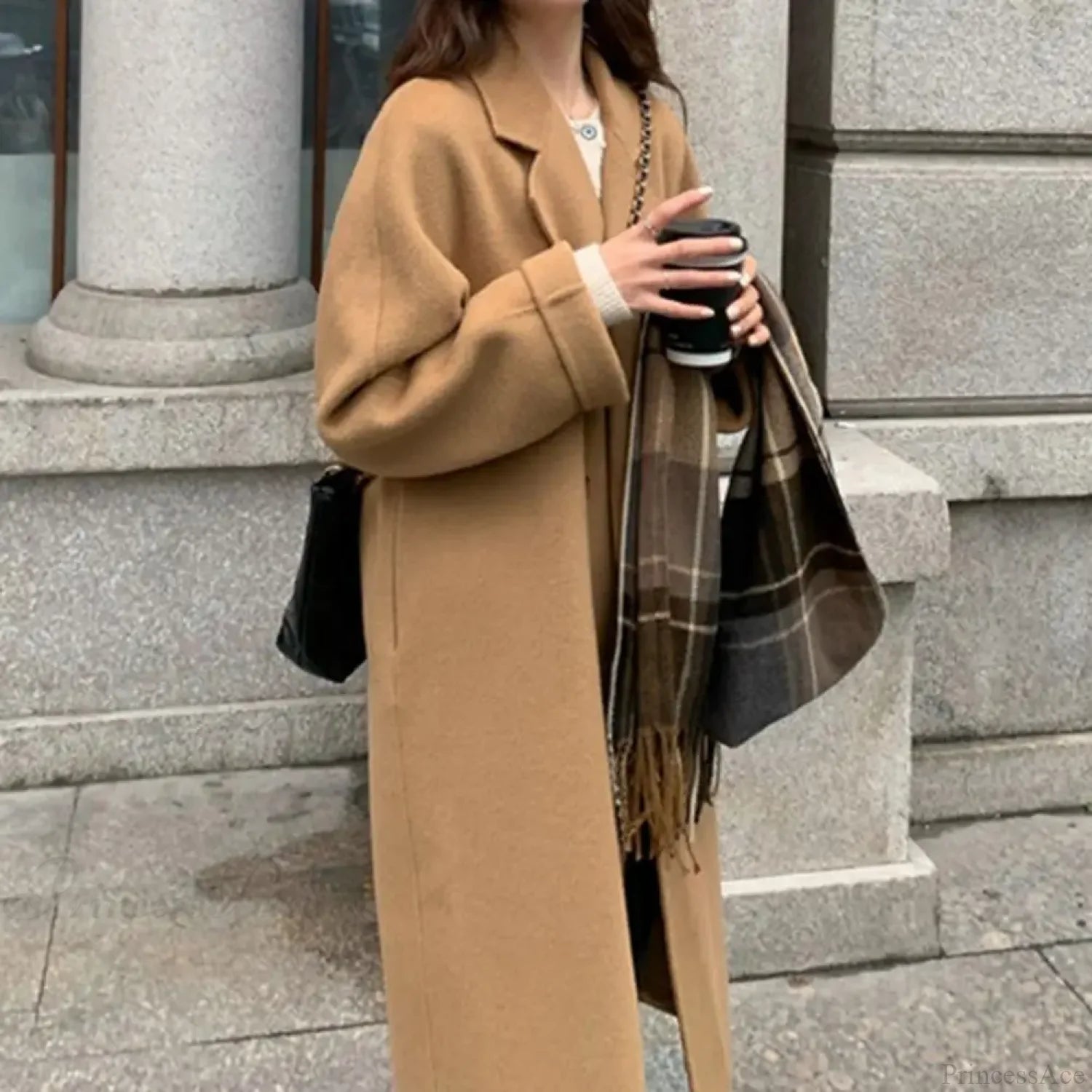 Casual Woolen Notch Collar Spring Overcoat