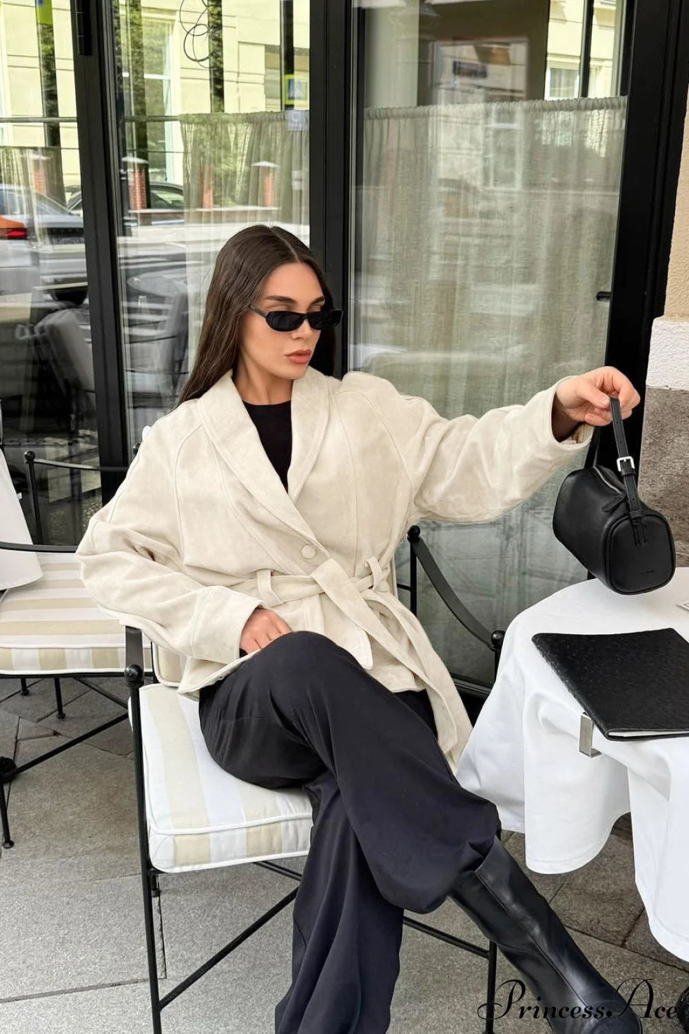 Chic Suede Long Sleeve Jacket Coat