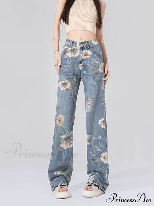 Children’s High Waist Straight Tube Loose Wide Leg Trendy Spliced With Old Zippers Jean