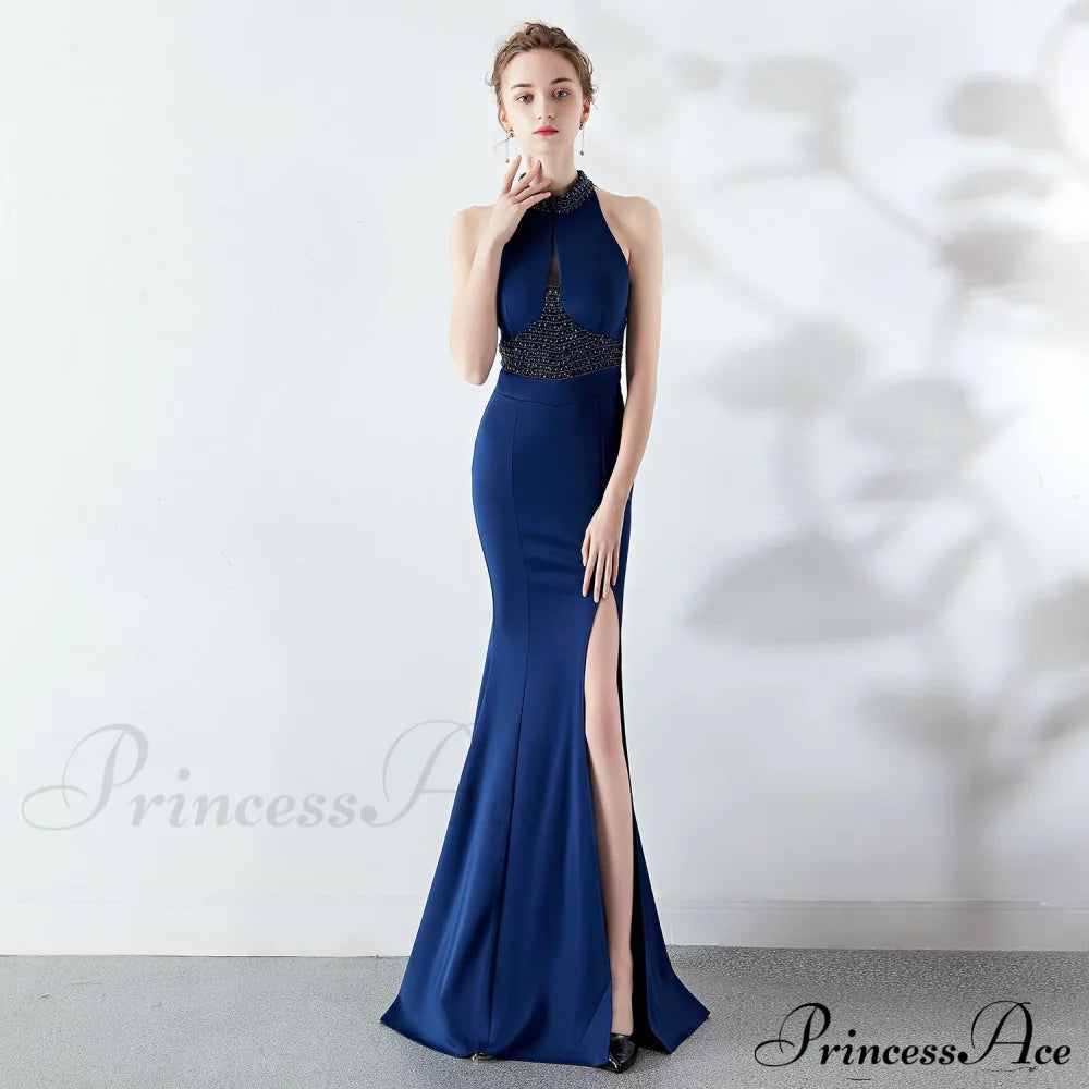 Chloe Formal Hot Stone Collar Stunning Dress - Lady Occasions