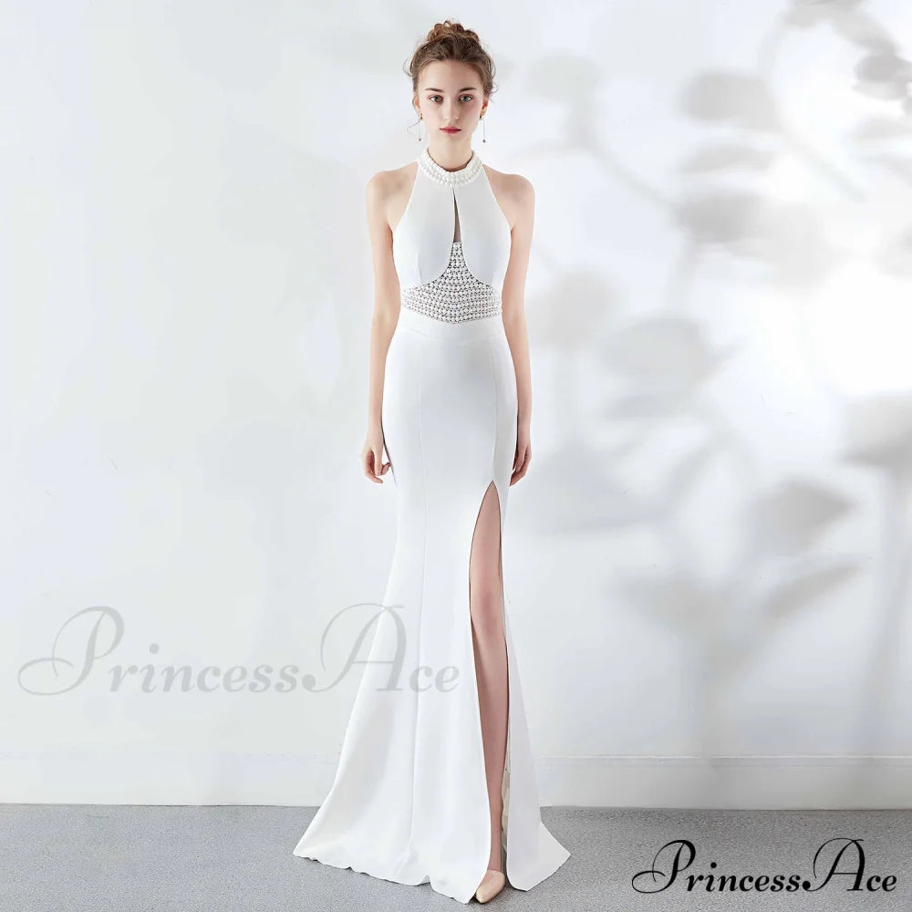 Chloe Formal Hot Stone Collar Stunning Dress - Lady Occasions