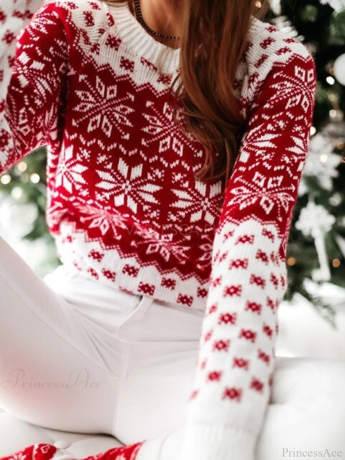 Christmas Santa Snowflake Sweaters Red 1 / S Sweaters-L