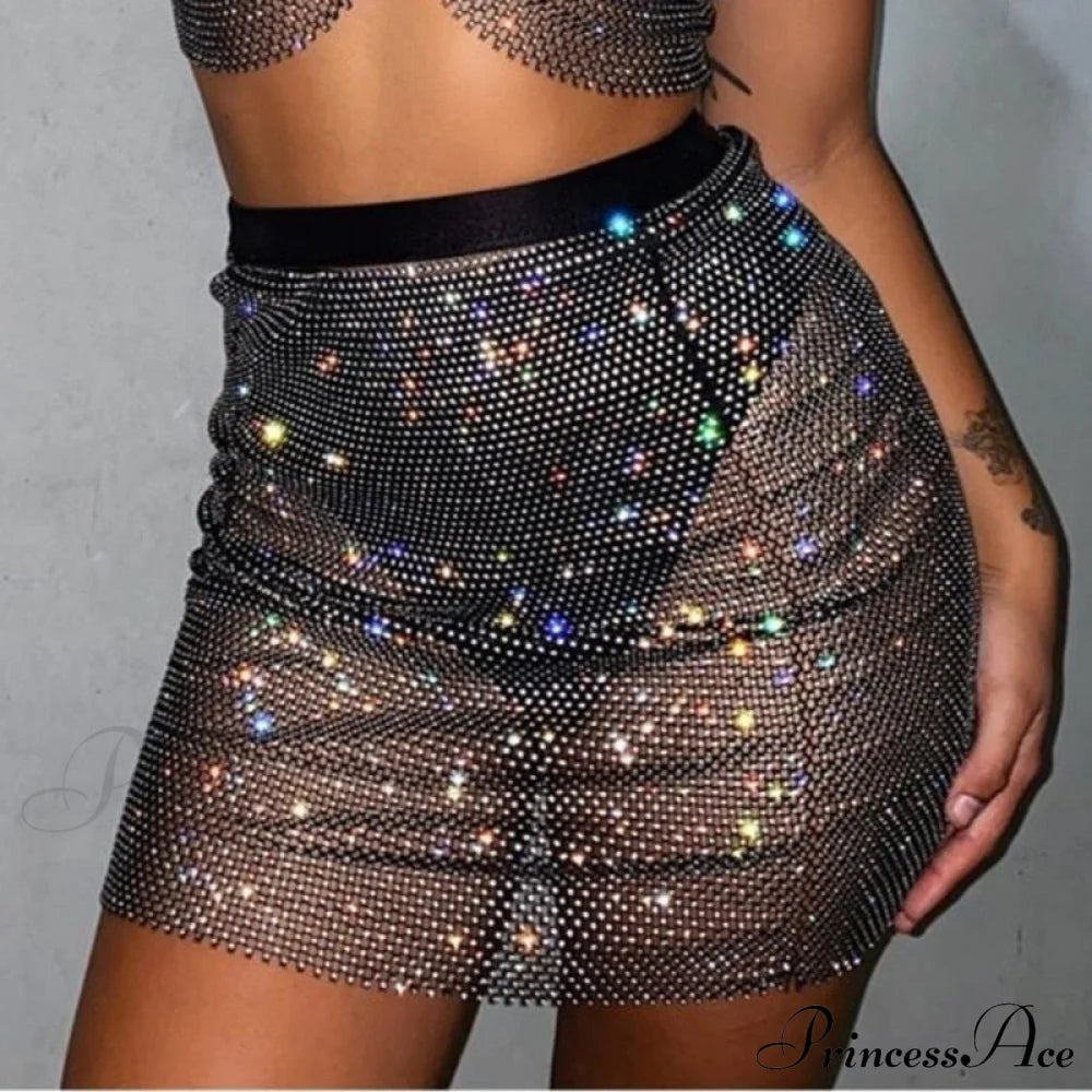 Coastal Club Piece Top Halter Warm-Season Set Festival Two Rhinestones Outfits Crop Tank Party Tops