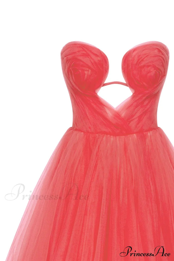 Coral Tender Stylish Midi Tulle Dress
